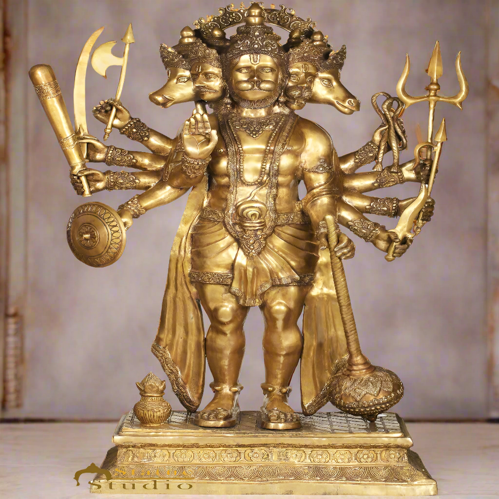 Brass Very Large Panchmukhi Hanuman Idol For Home Temple Decor 6 Feet