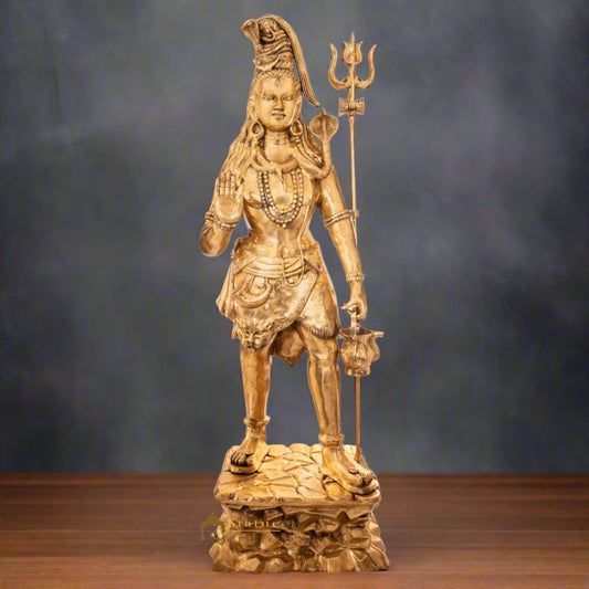 Brass Very Large Size Standing Shiva Idol For Home Temple Decor 7 Feet