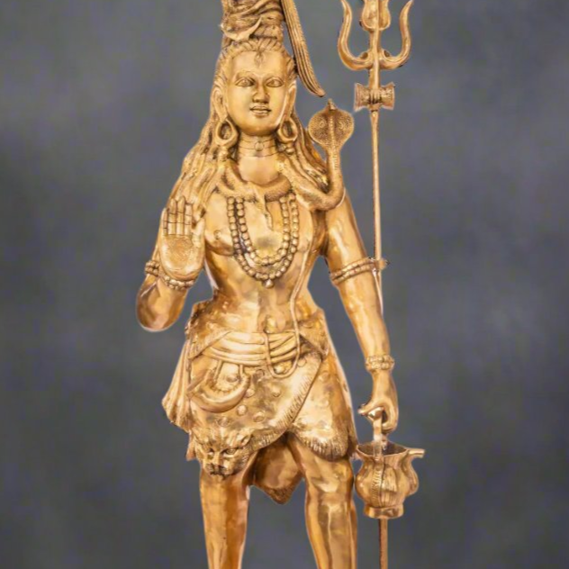 Brass Very Large Size Standing Shiva Idol For Home Temple Decor 7 Feet - Image 2