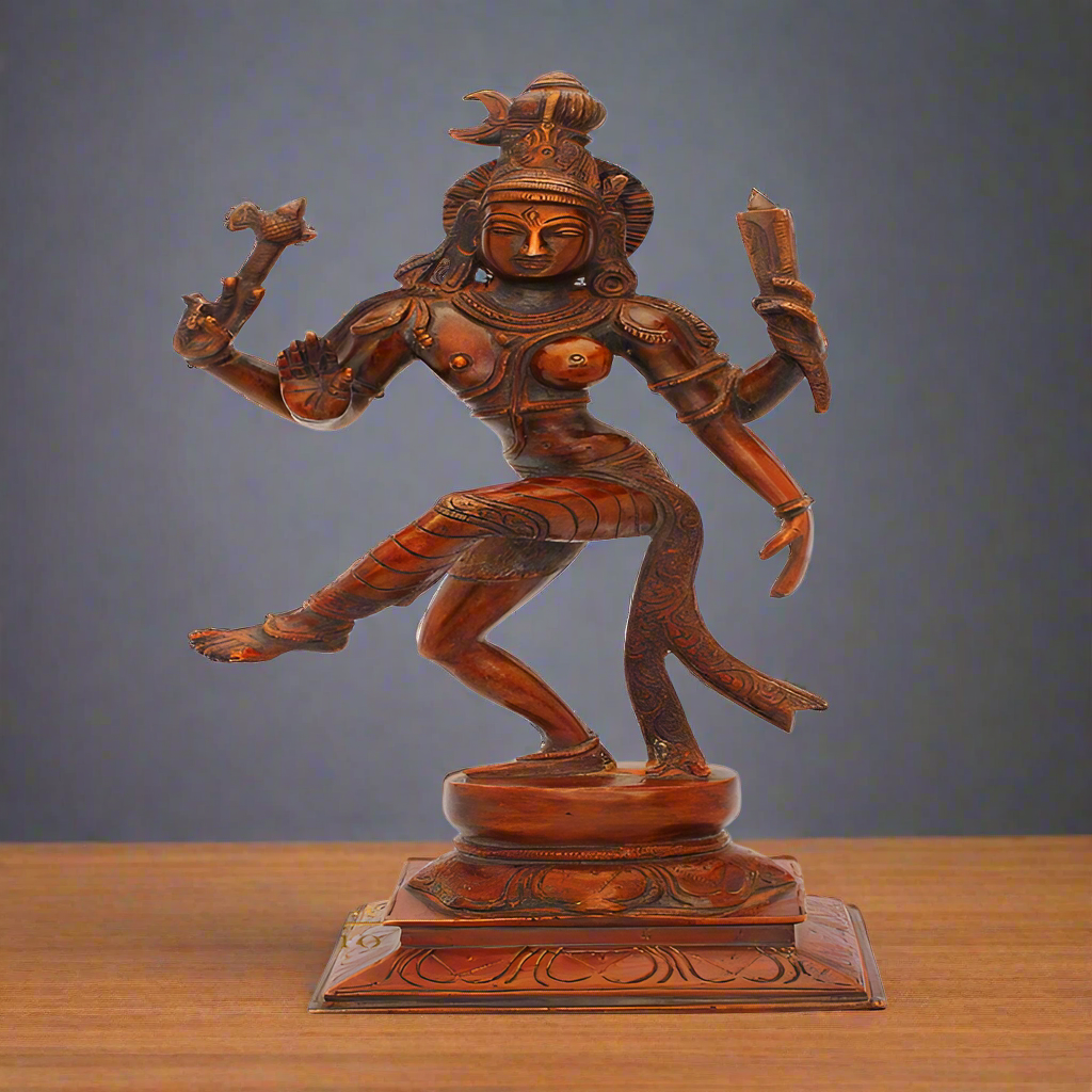 Brass Vintage Antique Shiva Idol form Ardhanareshwara 13 Inch - Eco-friendly - Sama Homes