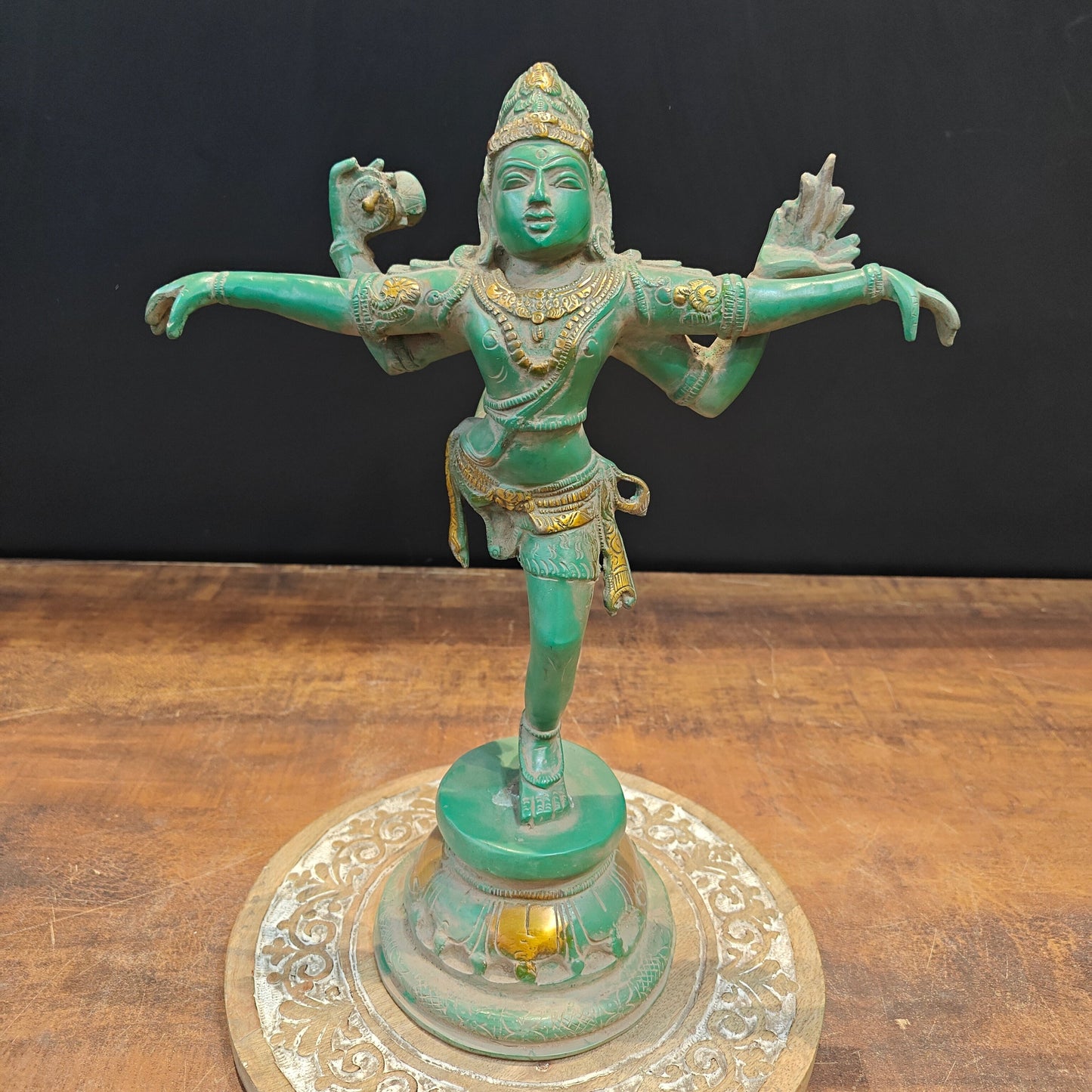 Brass Vintage Dancing Shiva Idol 13 Inches