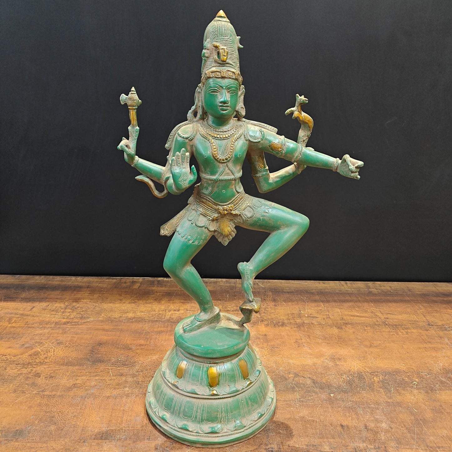 Brass Vintage Dancing Shiva Idol Nataraja Sculpture 22 Inch