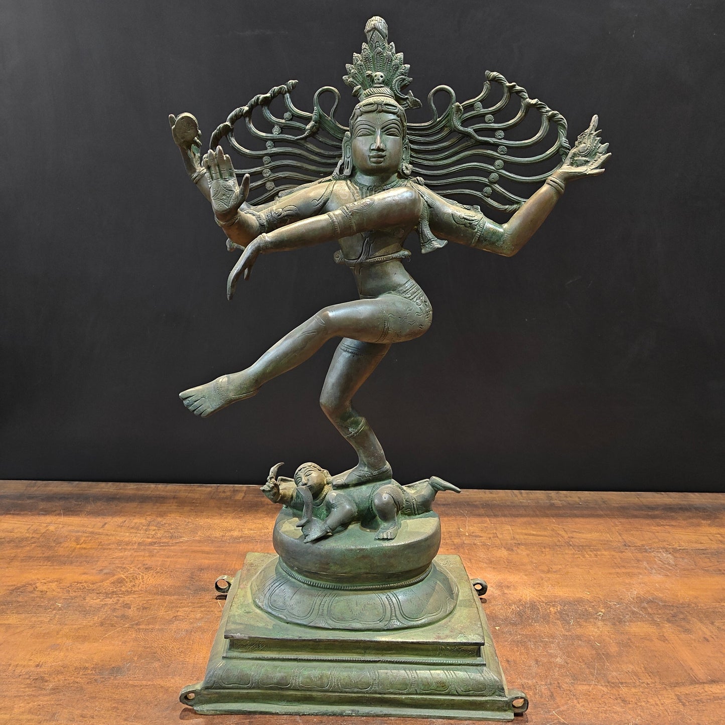 Brass Vintage Nataraja As Dancing Shiva Sculpture 28 Inches