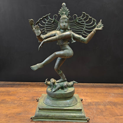 Brass Vintage Nataraja As Dancing Shiva Sculpture 28 Inches by vendor-unknown - Hindu Gods