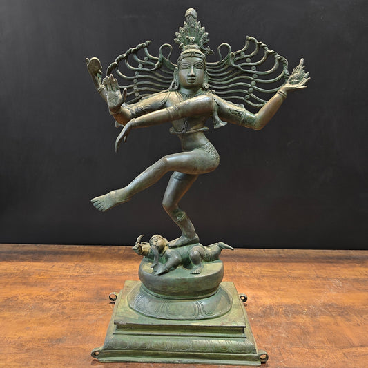 Brass Vintage Nataraja As Dancing Shiva Sculpture 28 Inches