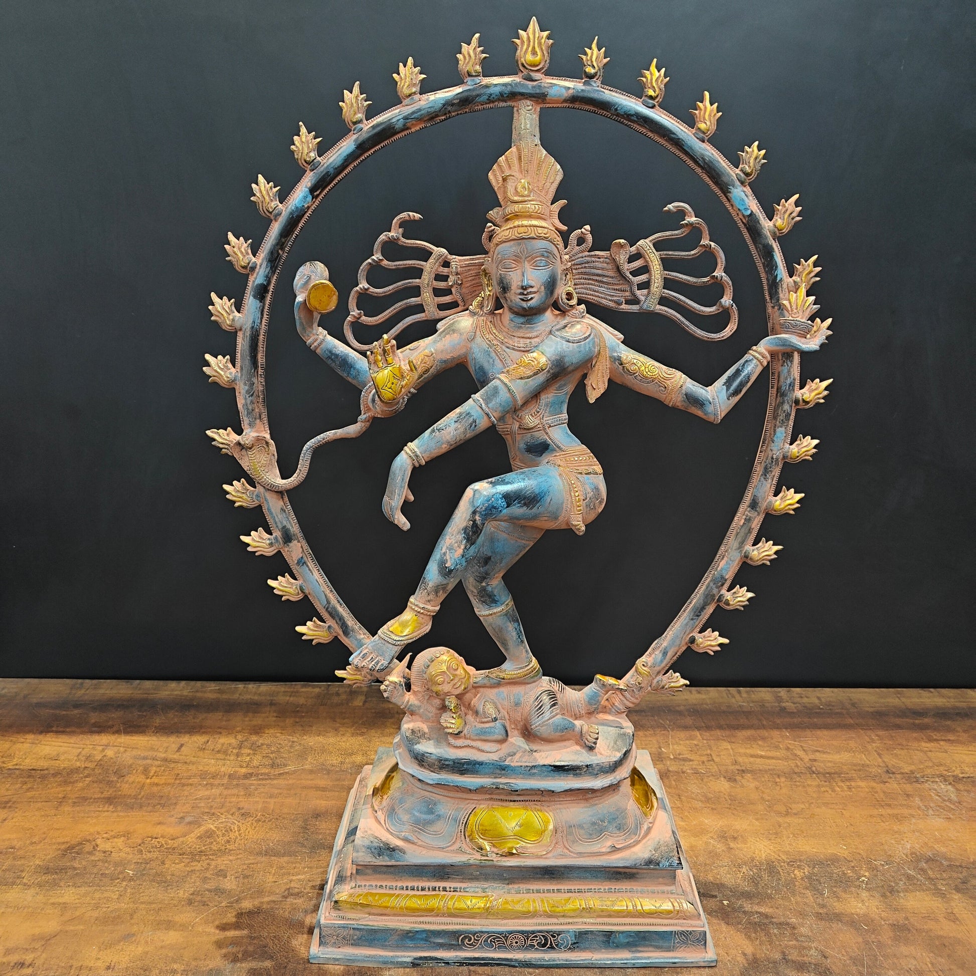 Brass Vintage Nataraja Statue Dancing Shiva Sculpture 2.5 Feet - Eco-friendly - Sama Homes