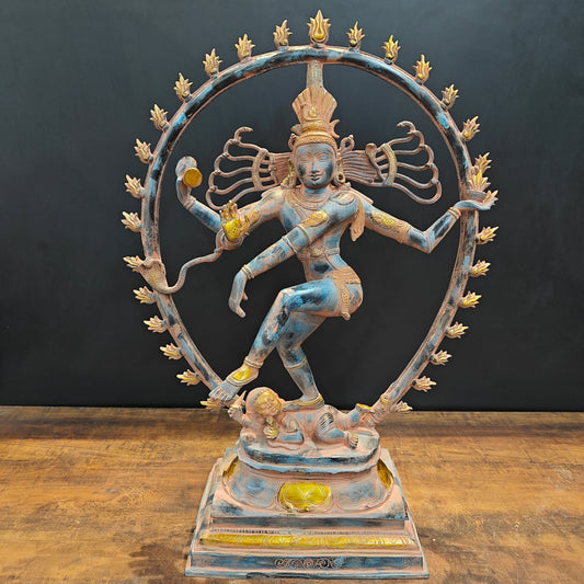 Brass Vintage Nataraja Statue Dancing Shiva Sculpture 2.5 Feet