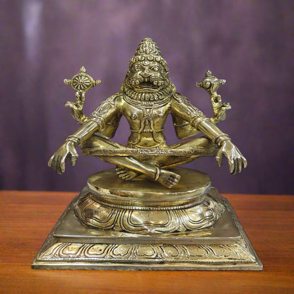Brass Yog Narsimha swamy Statue Narsingh Idol 11 Inches by vendor-unknown - Hindu Gods