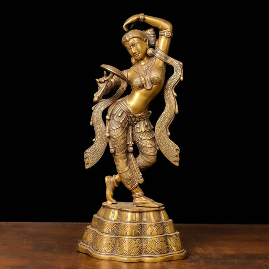 Brass Young Lady Applying Vermilion (A Sculpture Inspired by Khajuraho) 2 Feet
