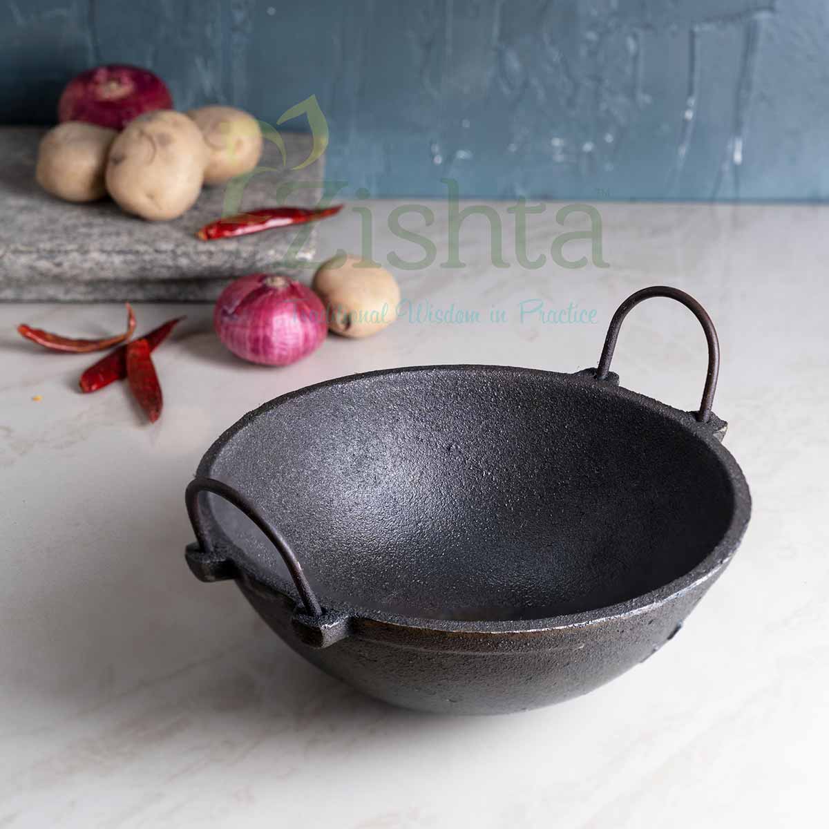 Breakfast Medium Cast Iron Combo: Iron Dosa Tawa, Cast Iron Kadai & Paddu-Appe – Image 2