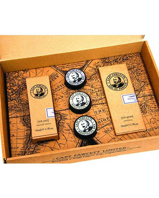 Captain Fawcett's Eau De Parfum, Moustache Wax & Beard Oil Gift Set - Eco-friendly - Sama Homes