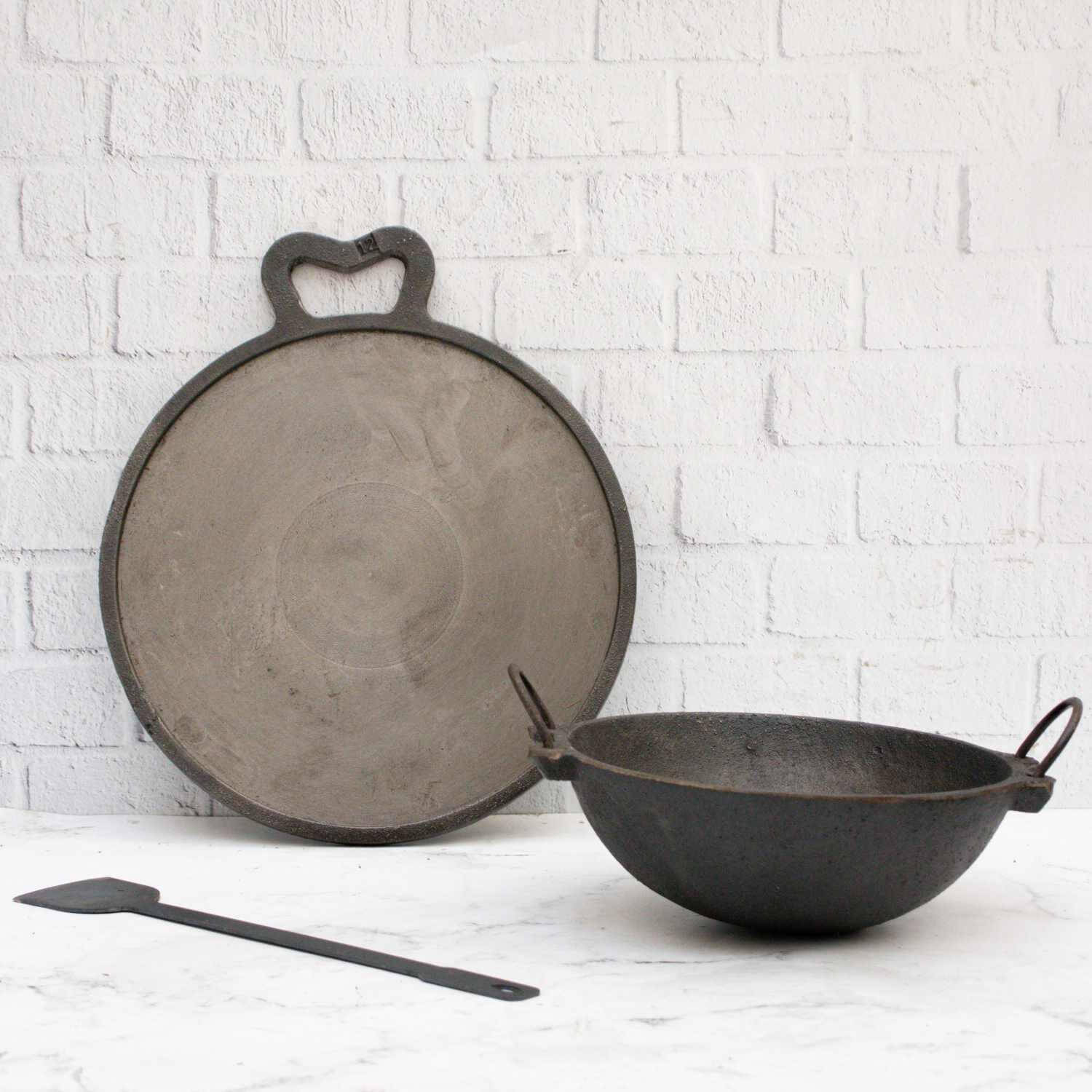 Cast Iron Combo: Kadai, Tawa , Dosa Ladle – Sama Homes - Eco-friendly - Sama Homes