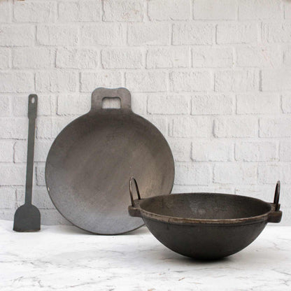 Cast Iron Kadai, Iron Tawa, Iron ladle Cookware Set – Sama Homes