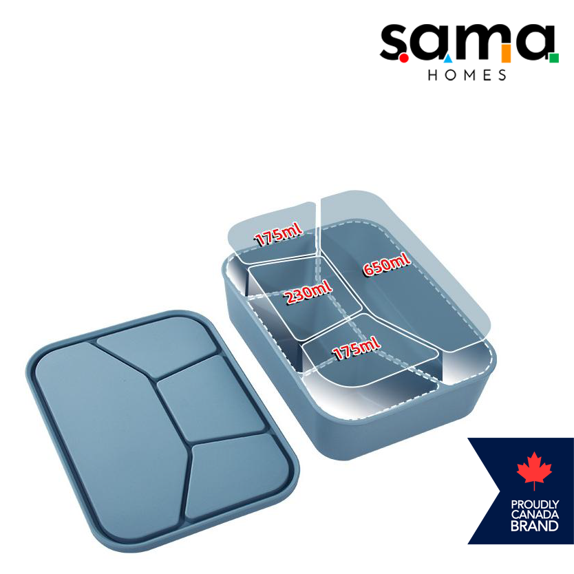Silicone Bento Lunch box 4 Compartment 1250 ML - Leak-Proof & Microwave/Oven/Refrigerator  Safe