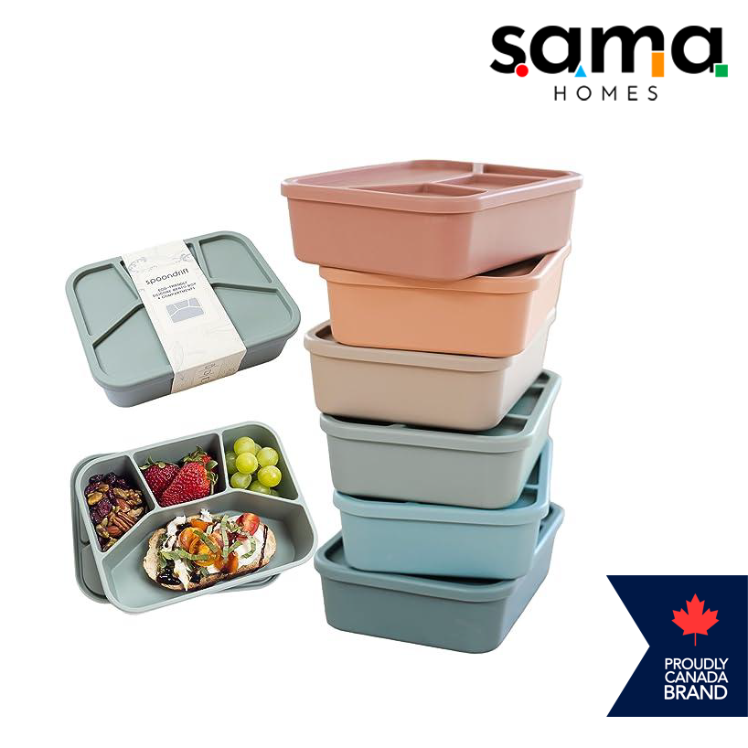 Silicone Bento Lunch box 4 Compartment 1250 ML - Leak-Proof & Microwave/Oven/Refrigerator  Safe