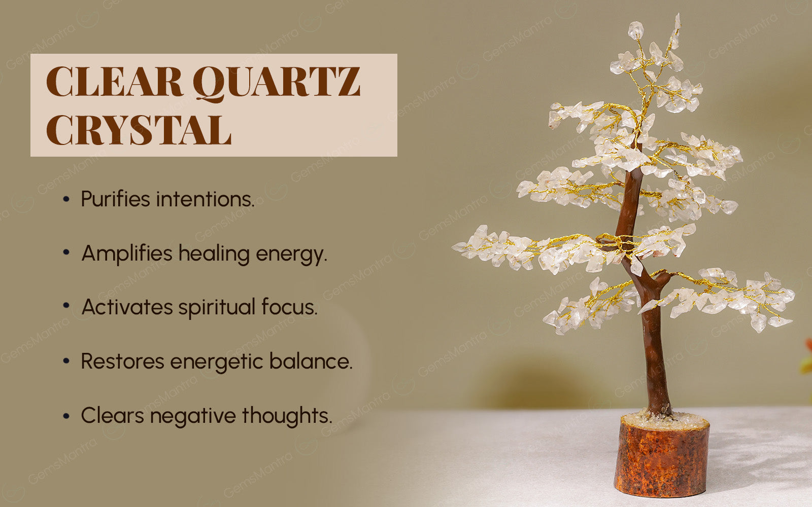 Wooden Crystal Quartz Tree - Image 3