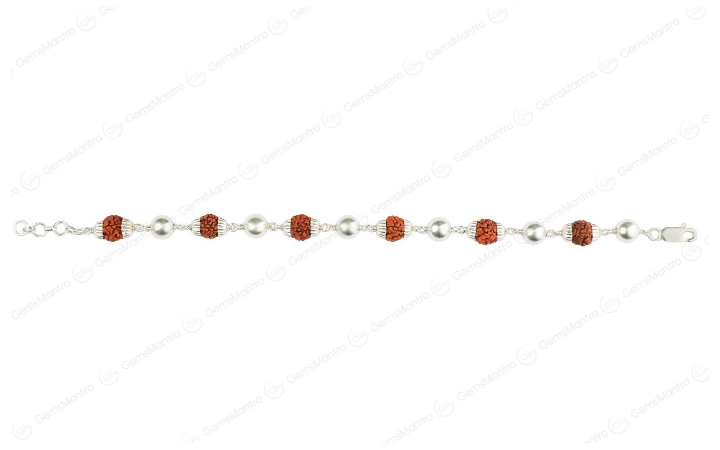 Original 5 Mukhi Rudraksha Bracelet with 6 Silver Moti for Kids with Certificate