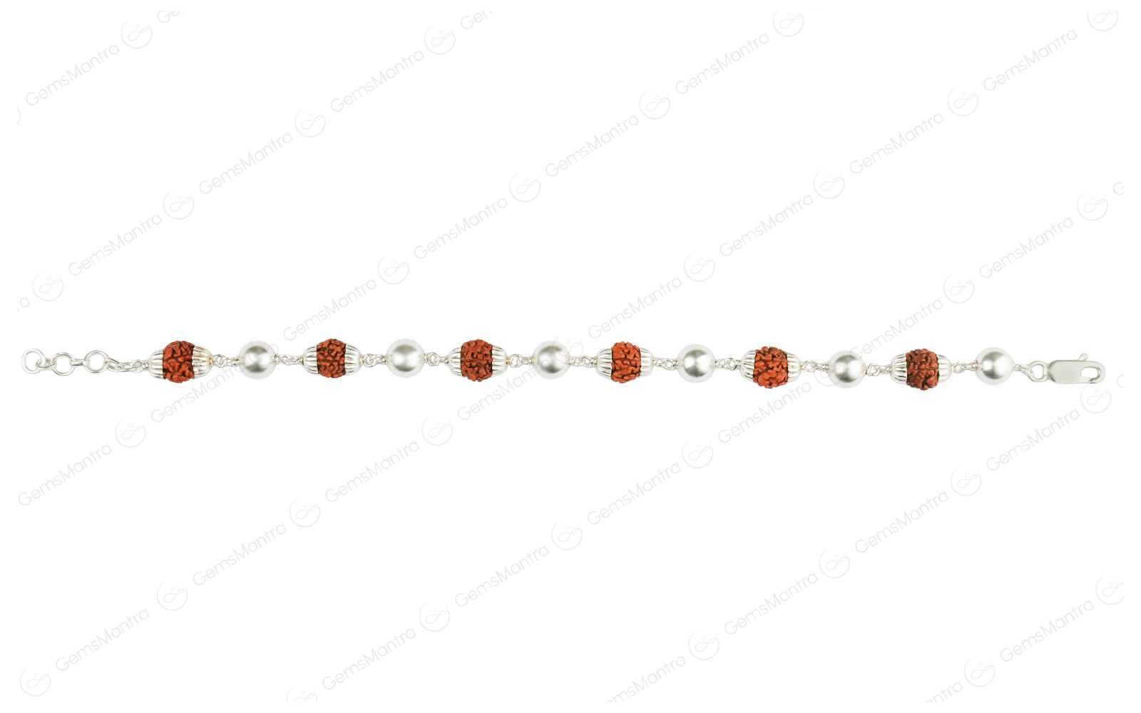Original 5 Mukhi Rudraksha Bracelet with 6 Silver Moti for Kids with Certificate - Image 2