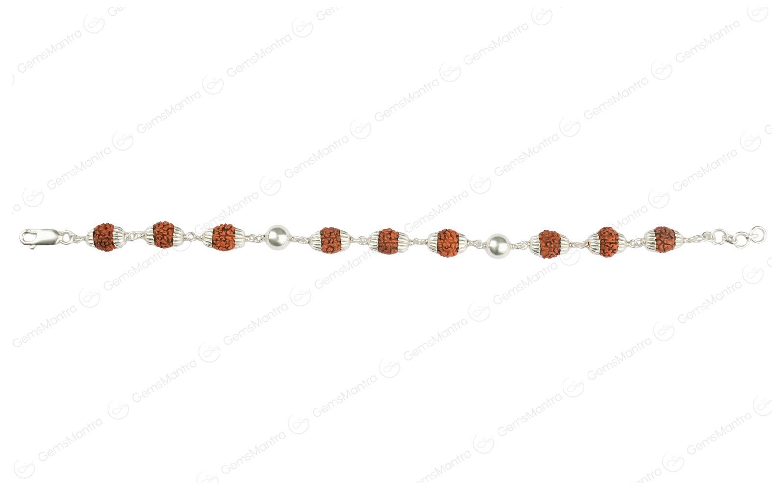 Original 5 Mukhi Rudraksha Bracelet with 2 Silver Moti for Kids with Certificate - Image 2