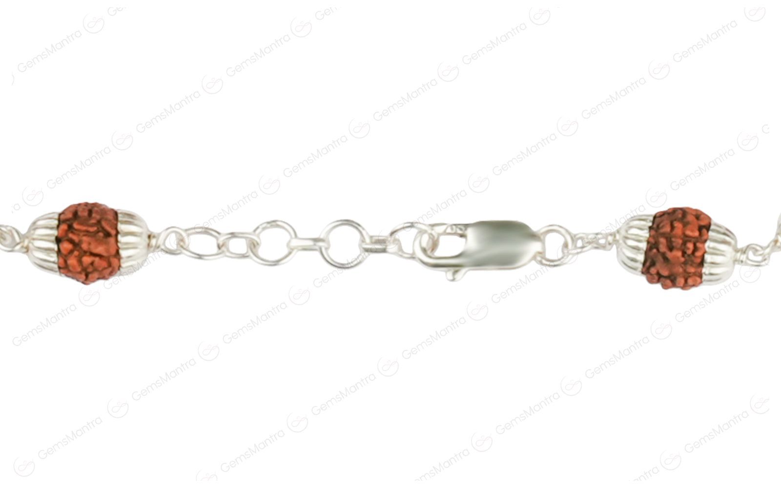 Original 5 Mukhi Rudraksha Bracelet with 2 Silver Moti for Kids with Certificate - Image 3