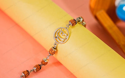 Original 5 Mukhi Rudraksha Silver Onkar Bracelet for Kids - 4 Beads with Certificate by SAMAHealing - Sustainable Living