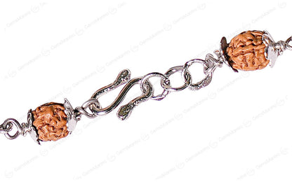 Original 5 Mukhi Rudraksha Silver Onkar Bracelet for Kids - 4 Beads with Certificate by SAMAHealing - Sustainable Living (View 4)