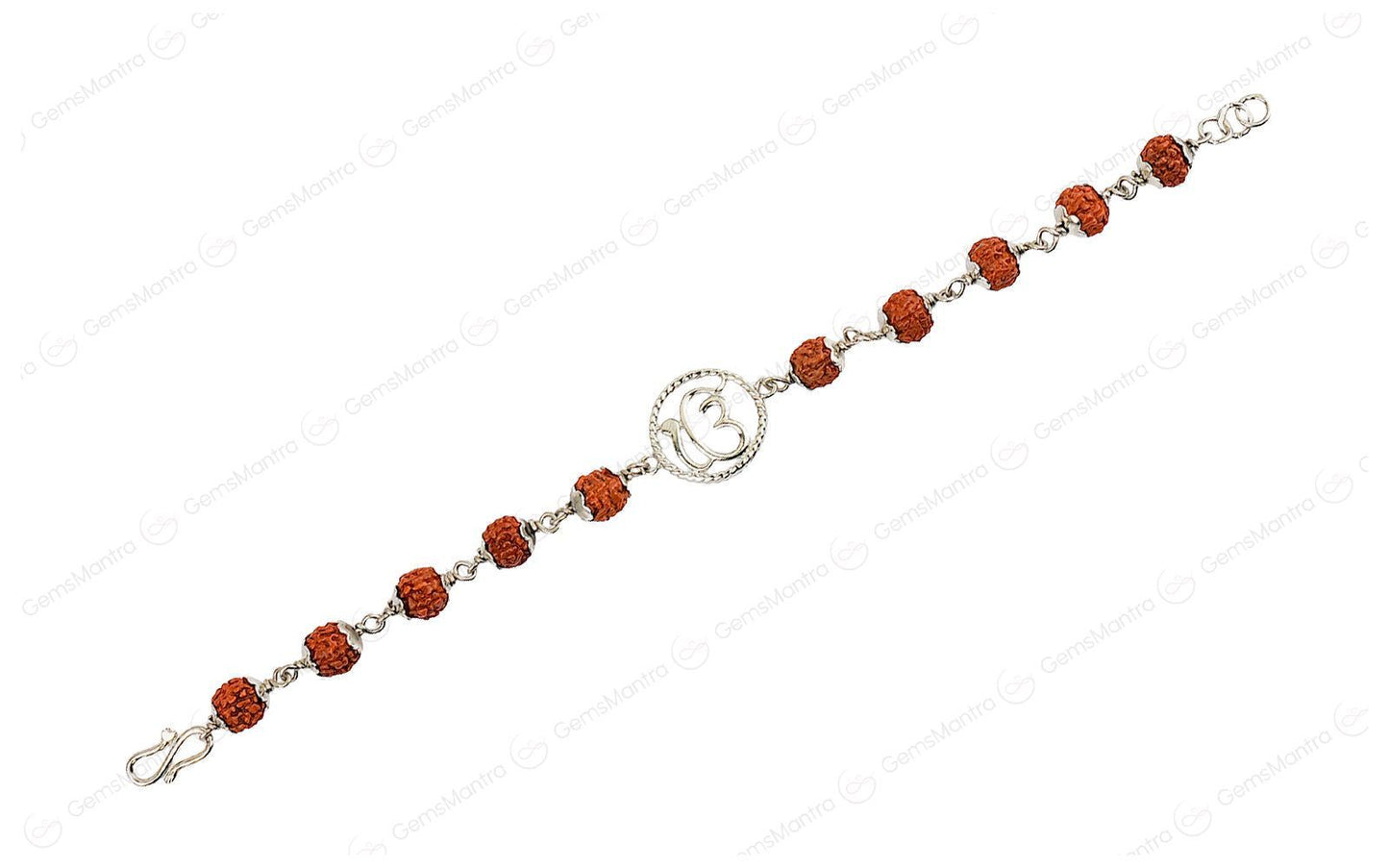 Original 5 Mukhi Rudraksha Silver Onkar Bracelet for Kids - 5 Beads with Certificate