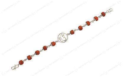 Original 5 Mukhi Rudraksha Silver Onkar Bracelet for Kids - 5 Beads with Certificate by SAMAHealing - Sustainable Living (View 2)