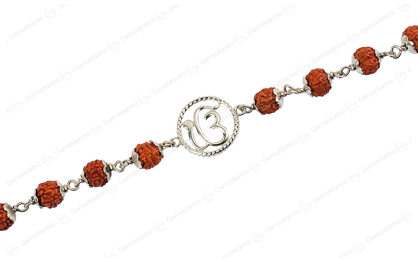 Original 5 Mukhi Rudraksha Silver Onkar Bracelet for Kids - 5 Beads with Certificate