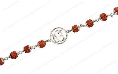 Original 5 Mukhi Rudraksha Silver Onkar Bracelet for Kids - 5 Beads with Certificate by SAMAHealing - Sustainable Living (View 3)