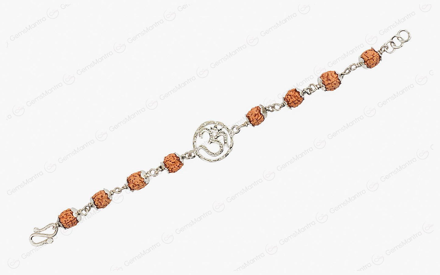 Original 5 Mukhi Rudraksha Silver Om Bracelet for Kids with Certificate