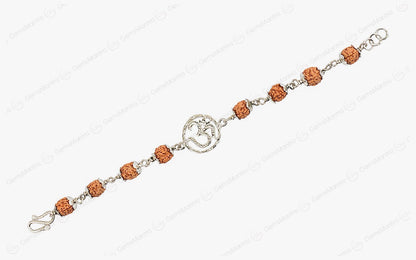 Original 5 Mukhi Rudraksha Silver Om Bracelet for Kids with Certificate by SAMAHealing - Sustainable Living (View 2)