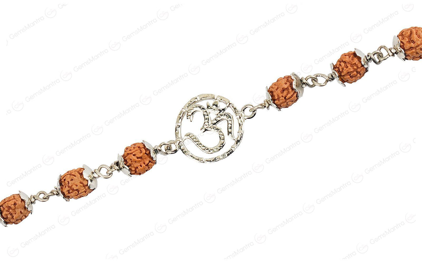 Original 5 Mukhi Rudraksha Silver Om Bracelet for Kids with Certificate