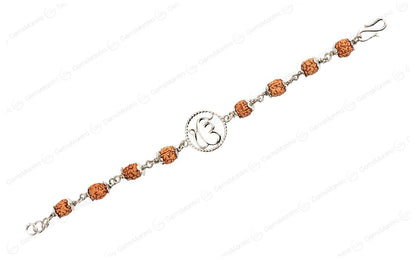 Original 5 Mukhi Rudraksha Silver Onkar Bracelet for Kids - 4 Beads with Certificate by SAMAHealing - Sustainable Living (View 2)