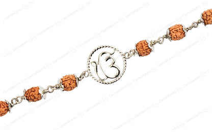 Original 5 Mukhi Rudraksha Silver Onkar Bracelet for Kids - 4 Beads with Certificate by SAMAHealing - Sustainable Living (View 3)