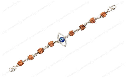 Original 5 Mukhi Rudraksha Silver Evil Eye Bracelet for Kids with Certificate by SAMAHealing - Sustainable Living (View 2)