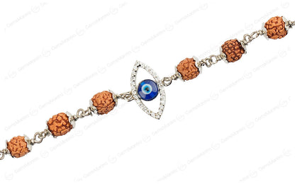 Original 5 Mukhi Rudraksha Silver Evil Eye Bracelet for Kids with Certificate by SAMAHealing - Sustainable Living (View 3)