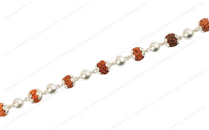 Original 5 Mukhi Rudraksha Silver Moti Bracelet with Certificate by SAMAHealing - Sustainable Living (View 3)