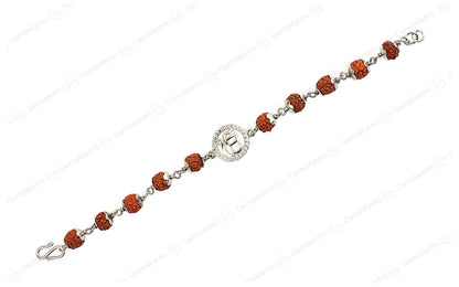Original 5 Mukhi Rudraksha Silver Studded Onkar Bracelet for Kids - 5 Beads with Certificate by SAMAHealing - Sustainable Living (View 2)