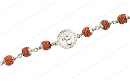Original 5 Mukhi Rudraksha Silver Studded Onkar Bracelet for Kids - 5 Beads with Certificate by SAMAHealing - Sustainable Living (View 3)