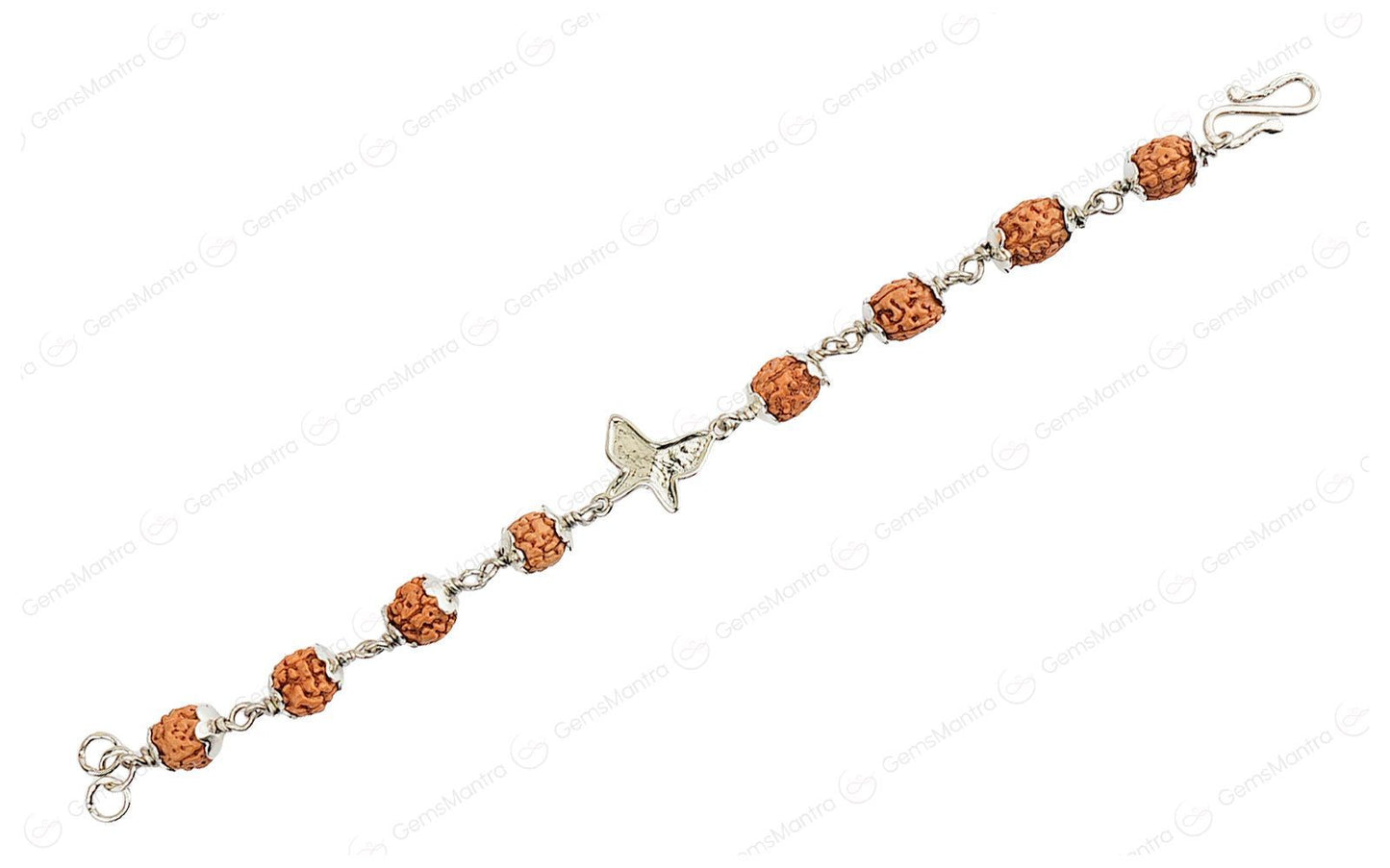 Original 5 Mukhi Rudraksha Silver Butterfly Bracelet for Kids with Certificate
