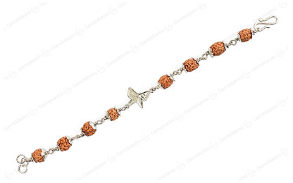 Original 5 Mukhi Rudraksha Silver Butterfly Bracelet for Kids with Certificate by SAMAHealing - Sustainable Living (View 2)