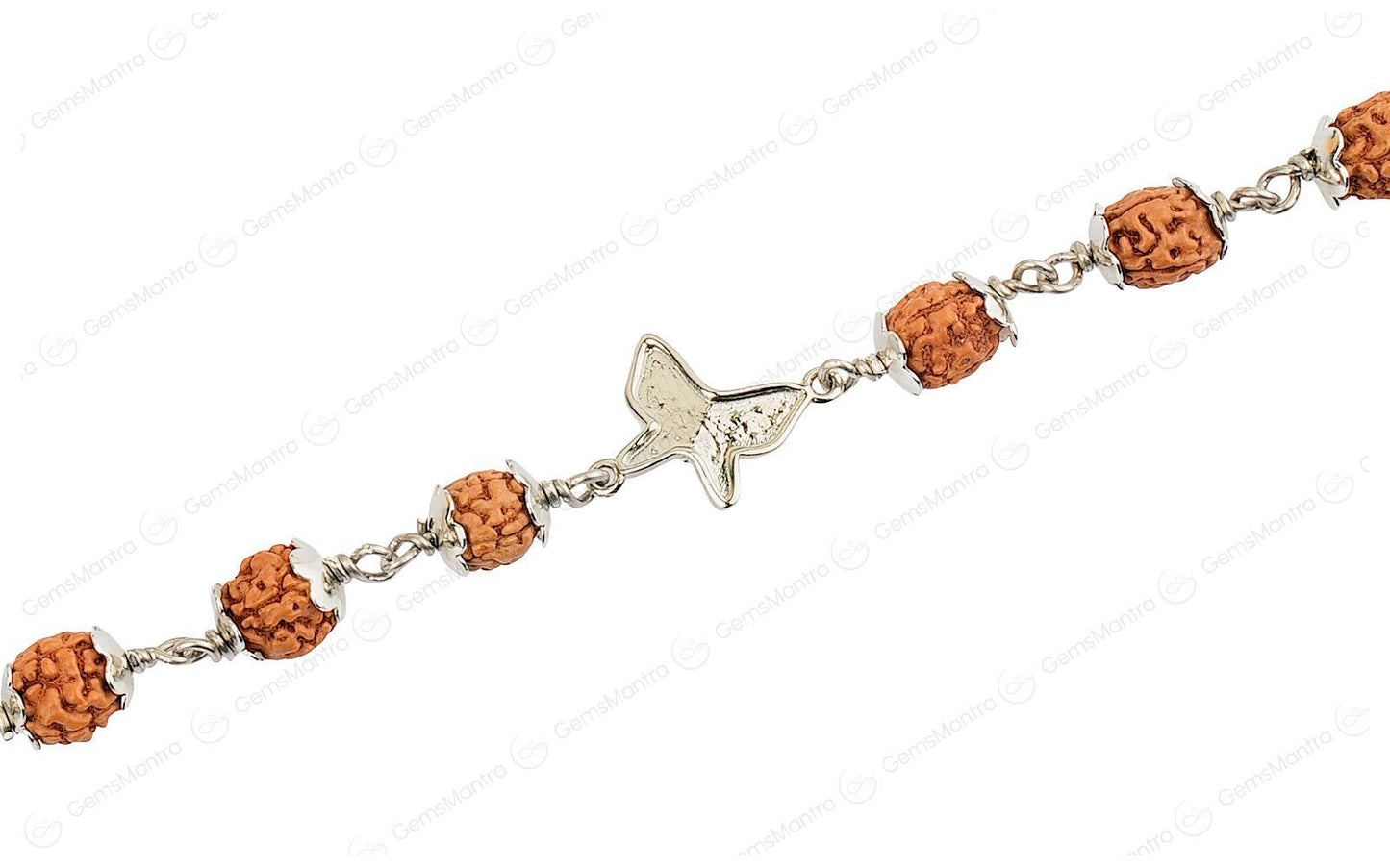Original 5 Mukhi Rudraksha Silver Butterfly Bracelet for Kids with Certificate