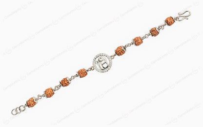 Original 5 Mukhi Rudraksha Silver Studded Onkar Bracelet for Kids - 4 Beads with Certificate by SAMAHealing - Sustainable Living (View 2)