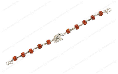 Original 5 Mukhi Rudraksha Silver Elephant Bracelet for Kids - 10 Beads with Certificate by SAMAHealing - Sustainable Living (View 2)