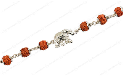 Original 5 Mukhi Rudraksha Silver Elephant Bracelet for Kids - 10 Beads with Certificate by SAMAHealing - Sustainable Living (View 3)