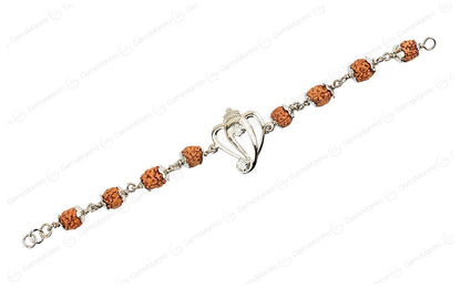 Original 5 Mukhi Rudraksha Silver Ganesh Bracelet for Kids - 4 Beads with Certificate by SAMAHealing - Sustainable Living