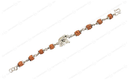Original 5 Mukhi Rudraksha Silver Elephant Bracelet for Kids - 8 Beads with Certificate by SAMAHealing - Sustainable Living (View 2)