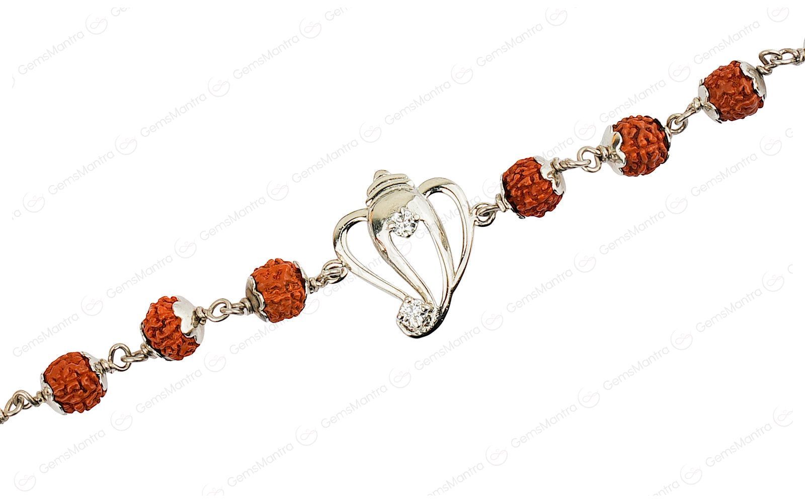 Original 5 Mukhi Rudraksha Silver Ganesh Bracelet for Kids - 5 Beads with Certificate - Image 3