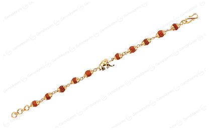Original 5 Mukhi Rudraksha Gold Elephant Bracelet for Kids with Certificate by SAMAHealing - Sustainable Living (View 2)